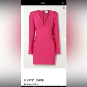 Herve Leger Fuchsia Long Sleeve Dress
